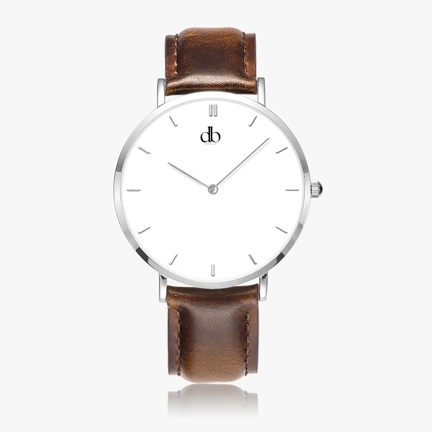 165. Hot Selling Ultra-Thin Leather Strap Quartz Watch (Silver With Indicators)