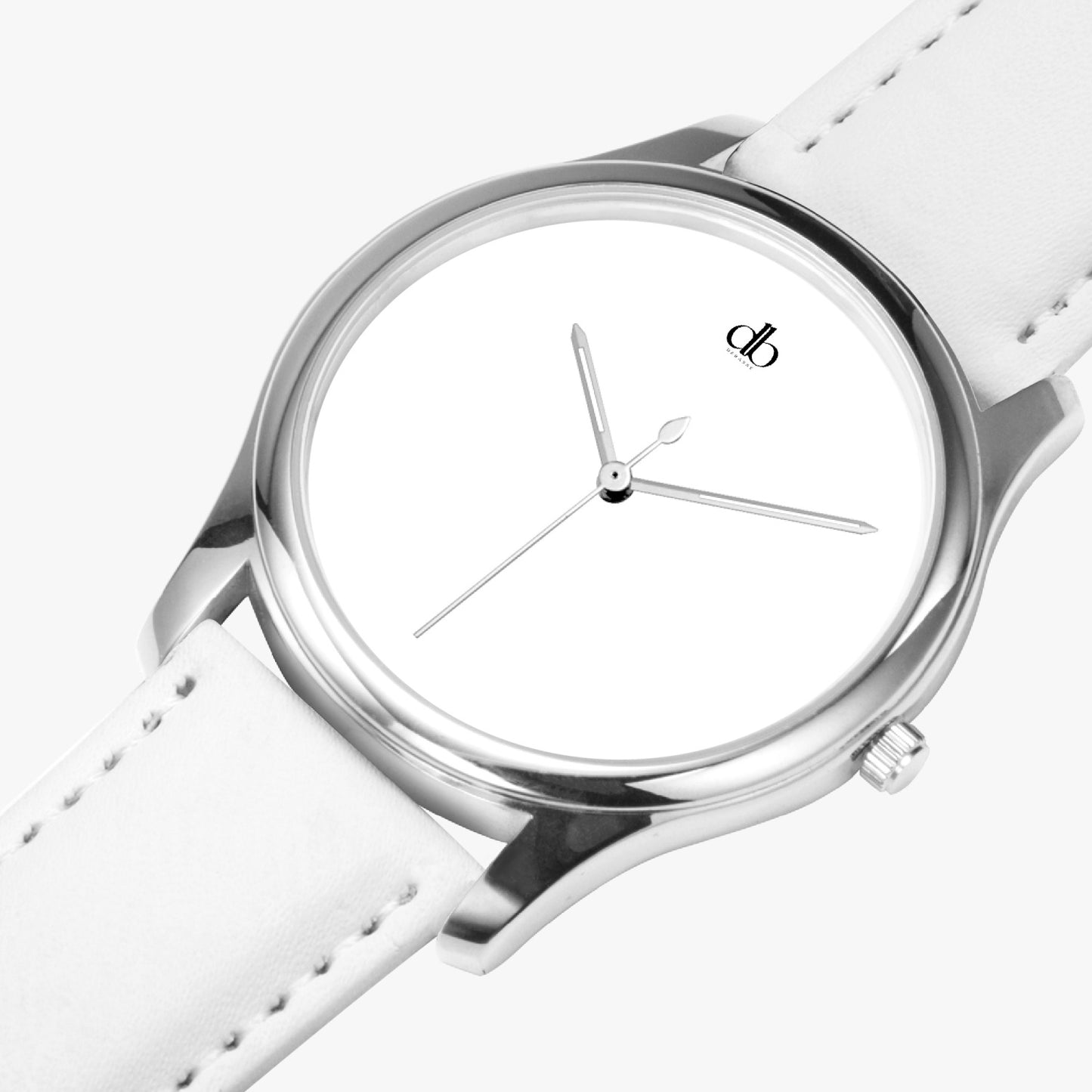 152. Stylish Leather Strap Classic Quartz Watch (Silver)