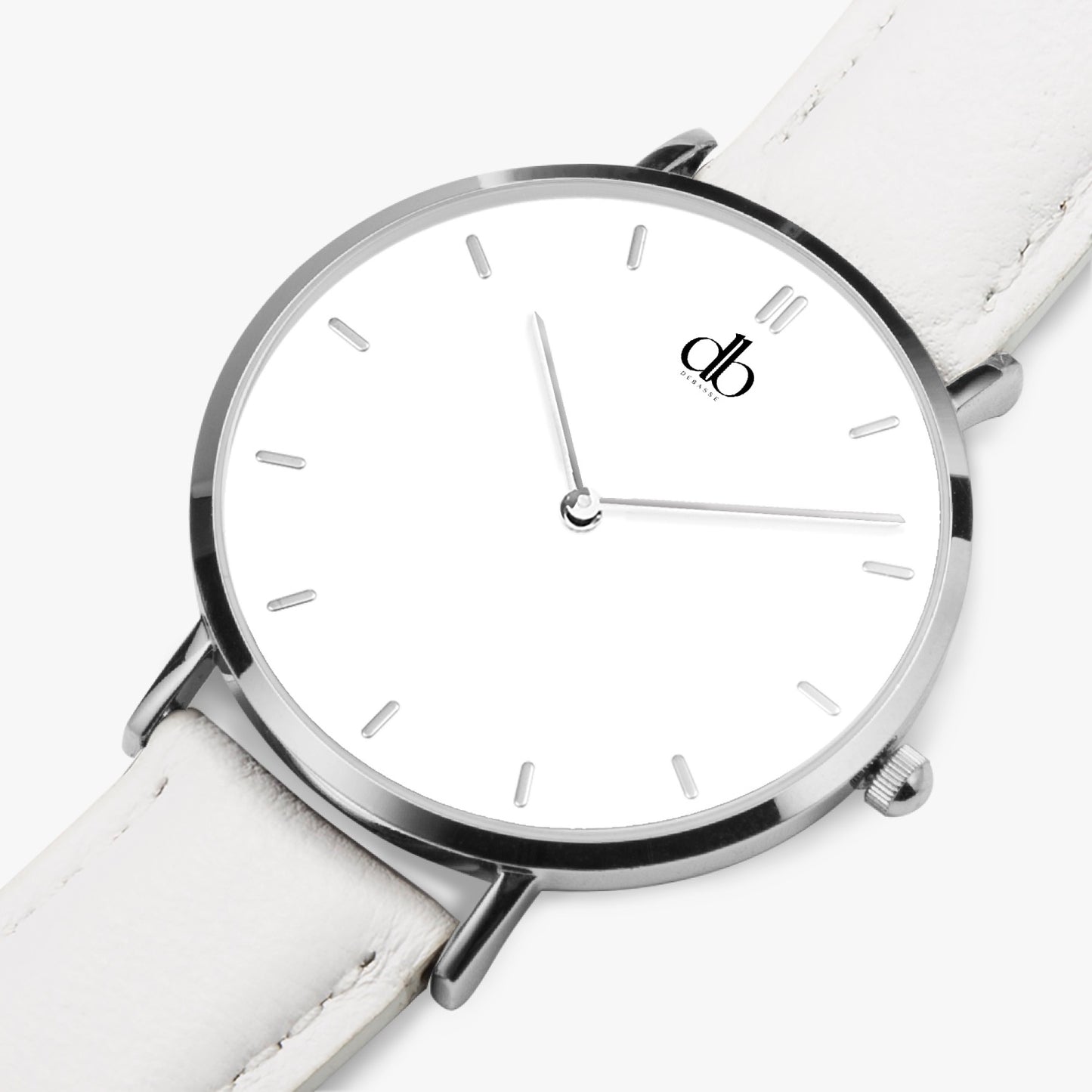 165. Hot Selling Ultra-Thin Leather Strap Quartz Watch (Silver With Indicators)