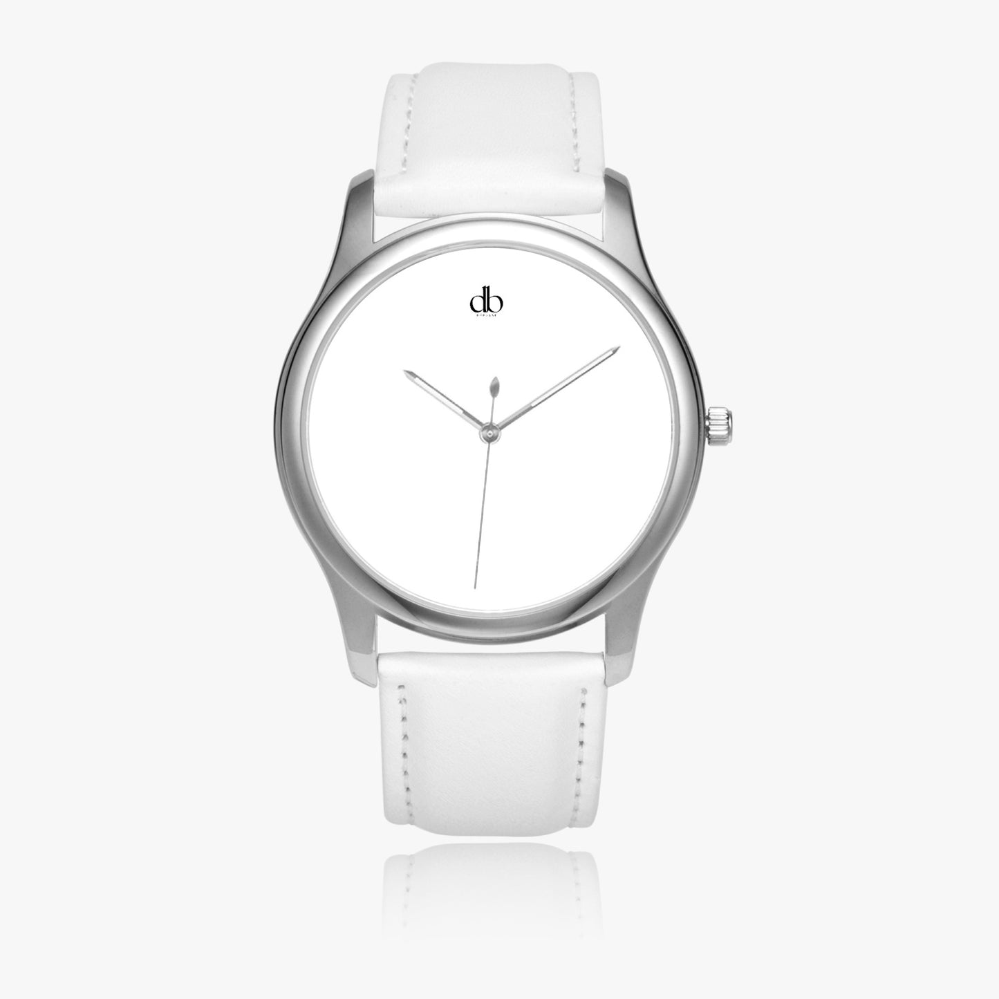 152. Stylish Leather Strap Classic Quartz Watch (Silver)