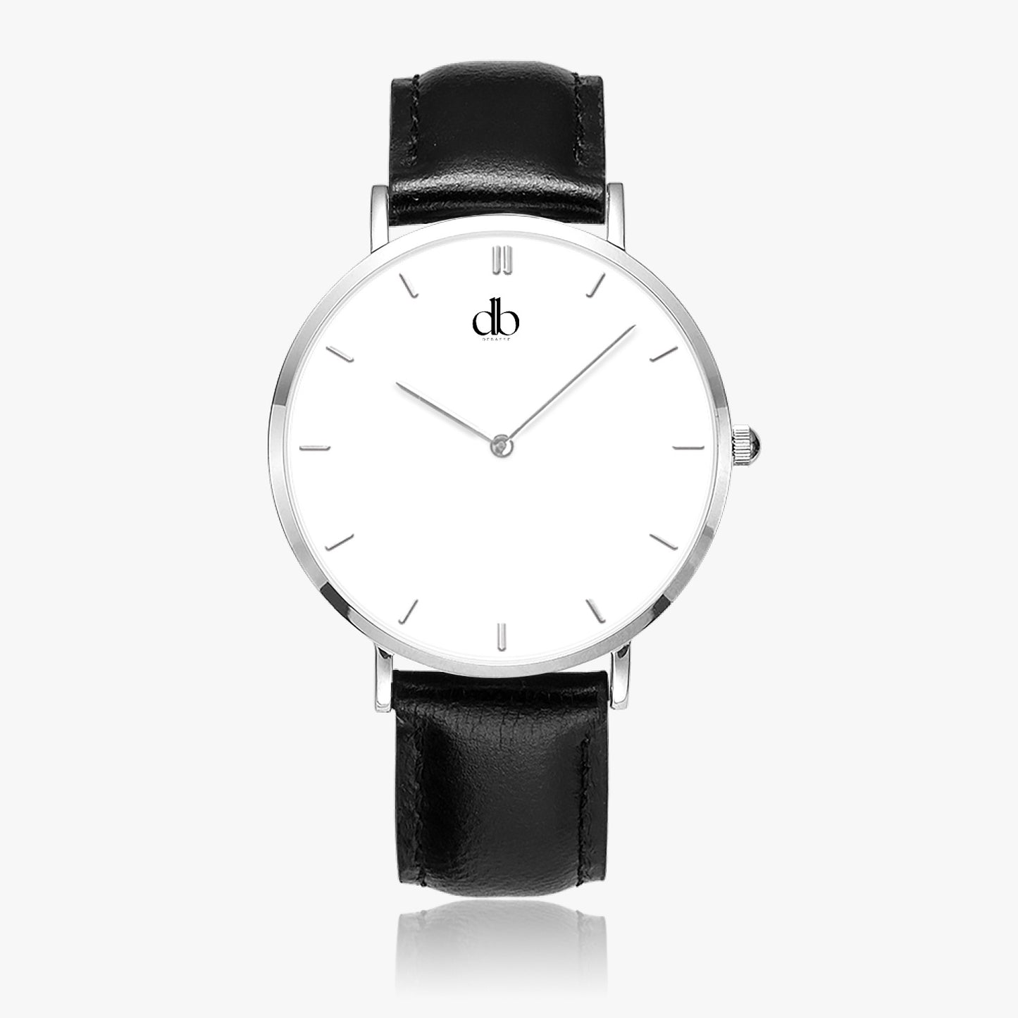 165. Hot Selling Ultra-Thin Leather Strap Quartz Watch (Silver With Indicators)