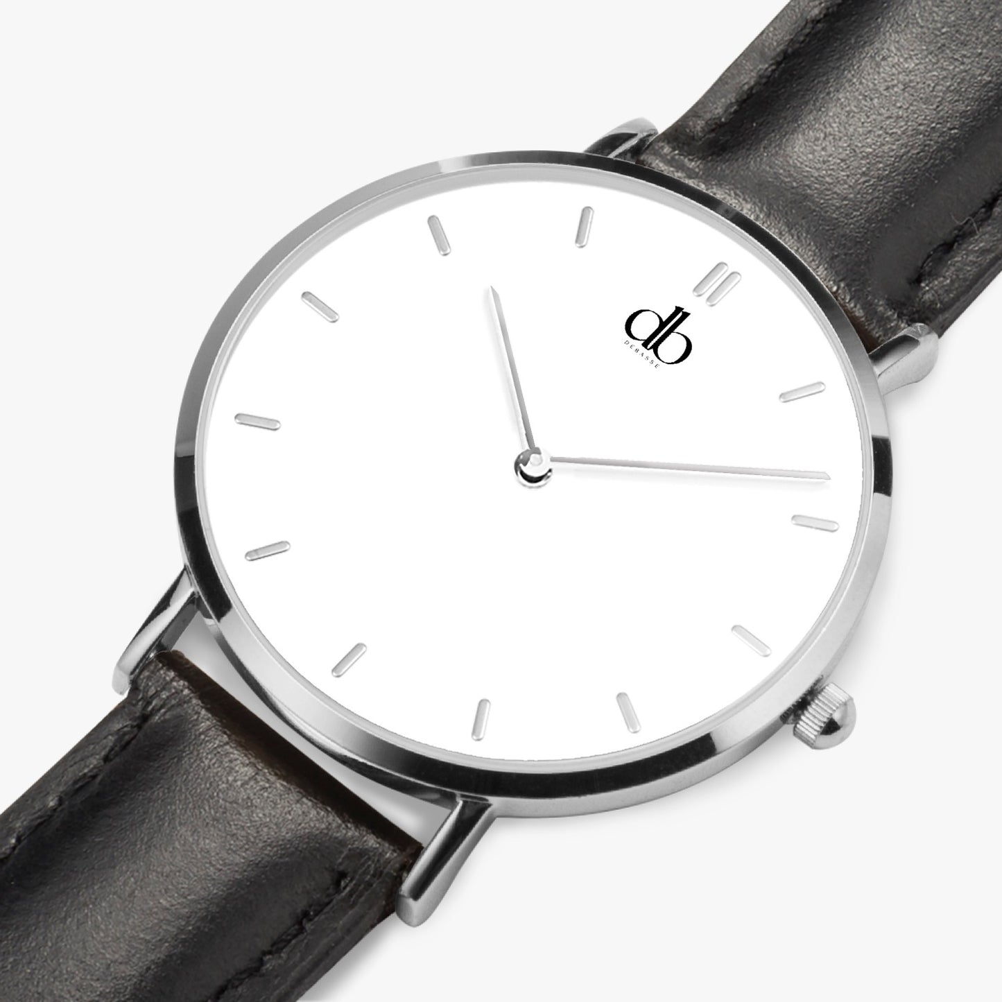 165. Hot Selling Ultra-Thin Leather Strap Quartz Watch (Silver With Indicators)