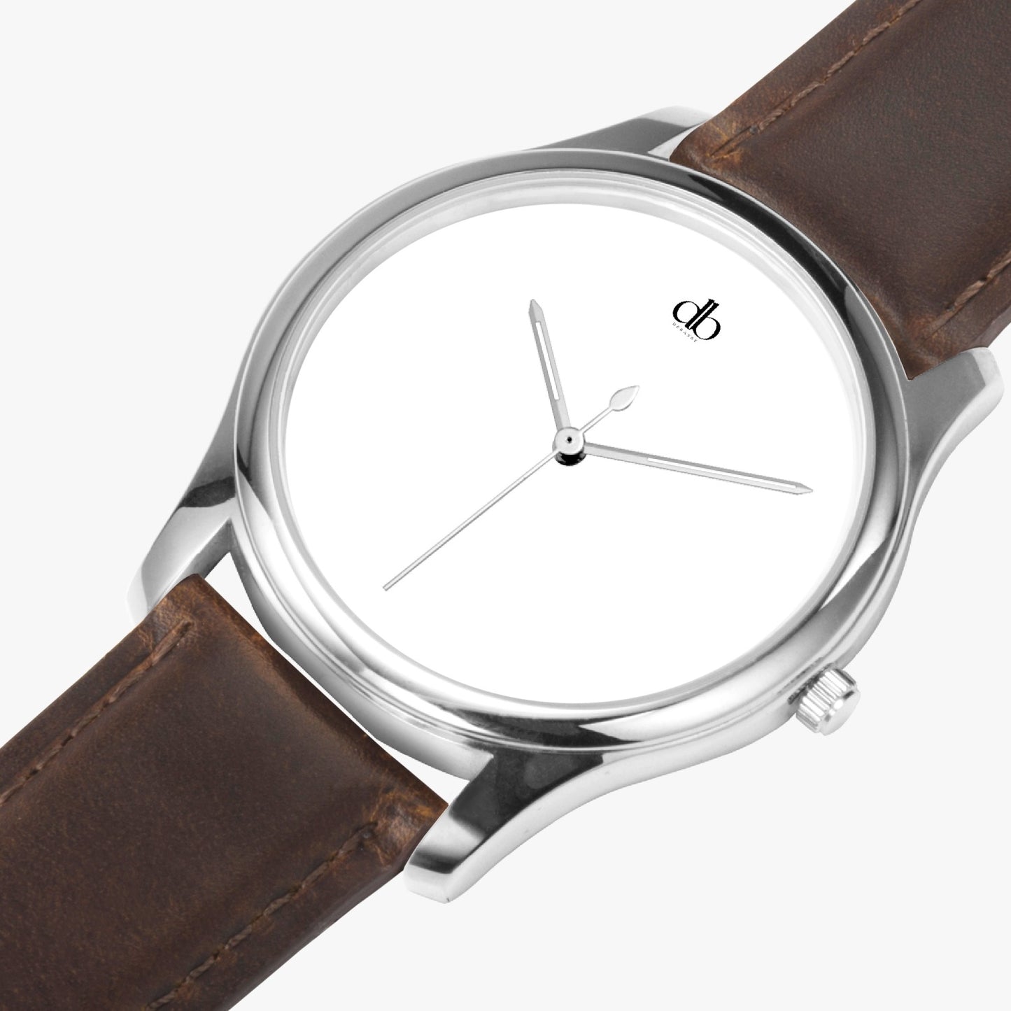 152. Stylish Leather Strap Classic Quartz Watch (Silver)