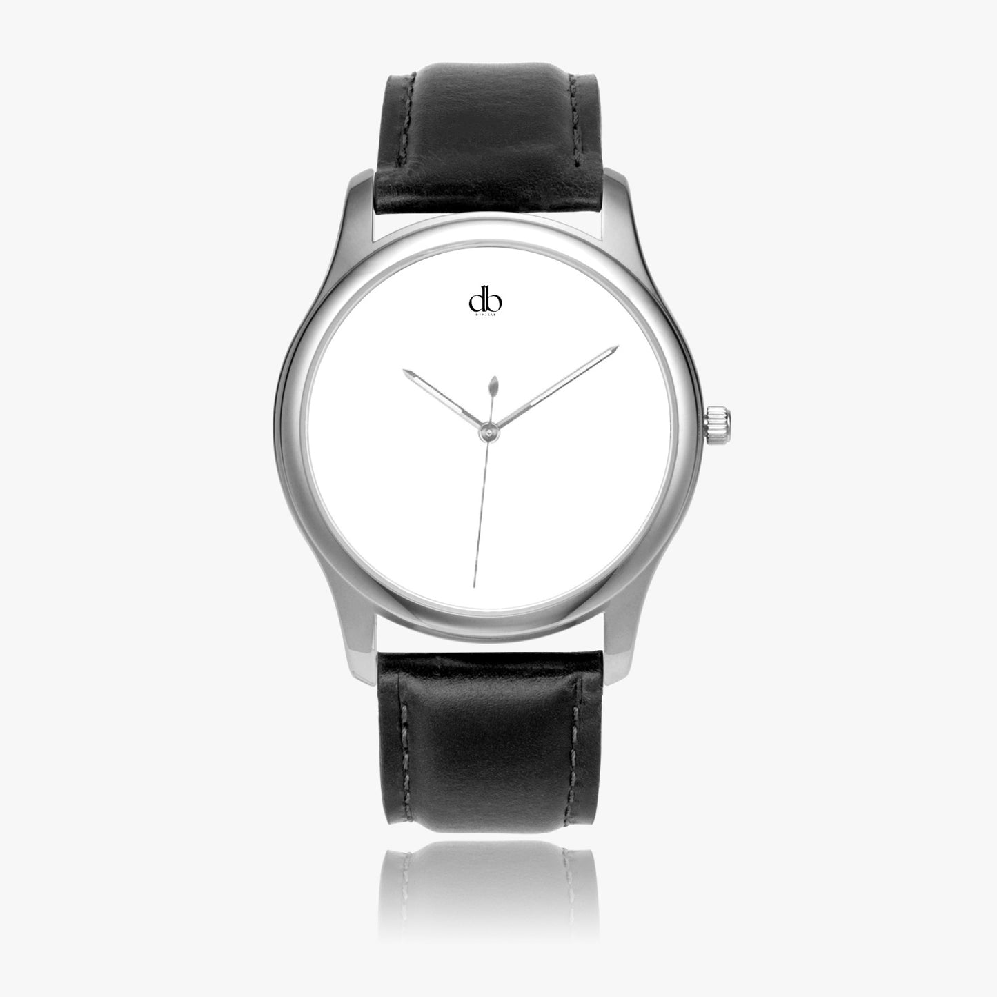 152. Stylish Leather Strap Classic Quartz Watch (Silver)