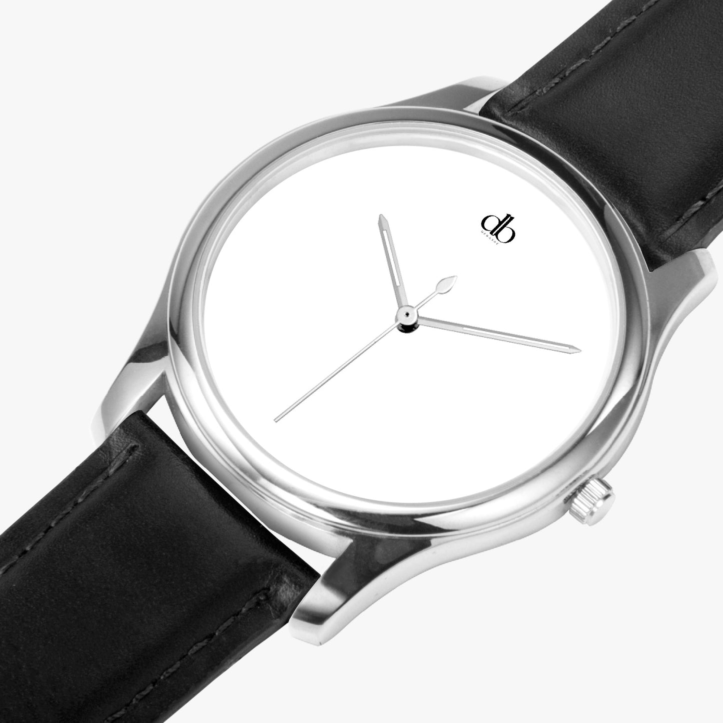 152. Stylish Leather Strap Classic Quartz Watch (Silver)