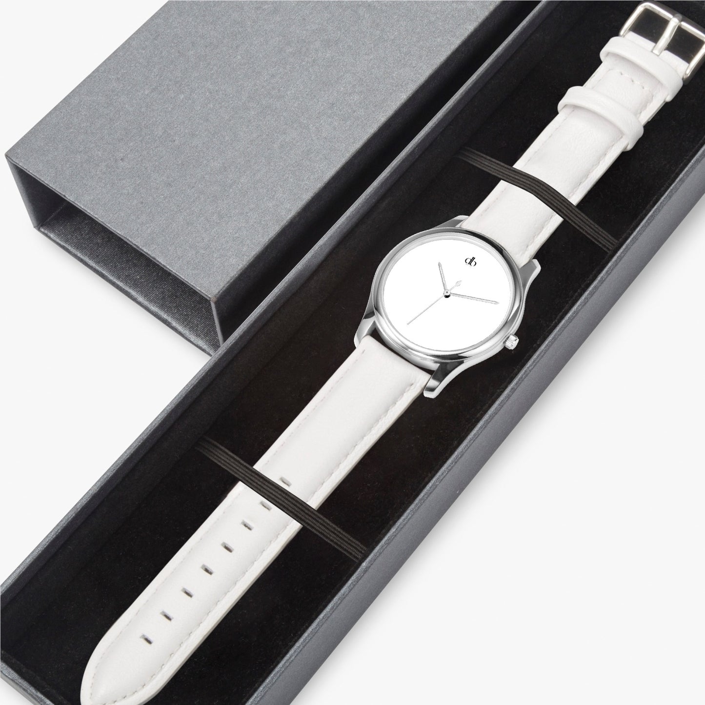 152. Stylish Leather Strap Classic Quartz Watch (Silver)